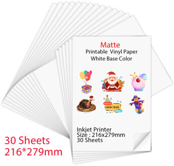 10/30/50/100Sheets Matte 216*279Mm Printable Vinyl Sticker Papier Voor Inkjet Printer diy Ambachten Zelfklevende Kopieerpapier Voor matte - 30 Sheets