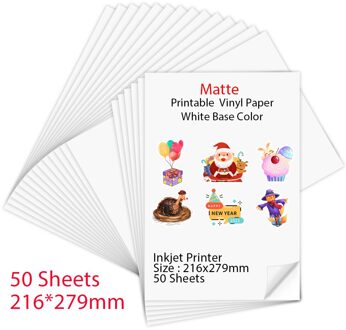 10/30/50/100Sheets Matte 216*279Mm Printable Vinyl Sticker Papier Voor Inkjet Printer diy Ambachten Zelfklevende Kopieerpapier Voor matte - 50 Sheets