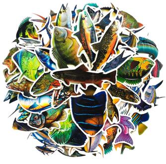 10/30/50Pcs Outdoor Vissen Zee Vissen Koffer Helm Notebook Skateboard Waterdicht Graffiti Sticker Decoratie 50stk