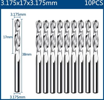 10/40Pcs End Mill Graveren Bits Set 3.175Mm Shank Cnc Frezen Radiusfrees Pcb frees Carbide Frezen 10stk bal Nose Mill