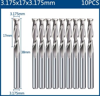 10/40Pcs End Mill Graveren Bits Set 3.175Mm Shank Cnc Frezen Radiusfrees Pcb frees Carbide Frezen 10stk Flat End Mill
