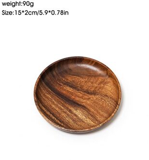 10.5-24 Cm Acacia Hout Diner Platen Onbreekbaar Ronde Houten Platen Voor Fruit Gerechten Snacks Dessert Dienblad Servies 15cm