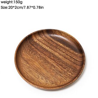 10.5-24 Cm Acacia Hout Diner Platen Onbreekbaar Ronde Houten Platen Voor Fruit Gerechten Snacks Dessert Dienblad Servies 20cm