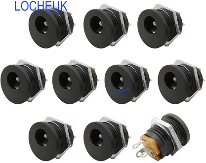 10/5/2pcs DC-022 5.5x2.1mm DC Power Socket Plug Jack DC Connectors Round Hole Screw Nut Interface Panel Mounting DC022 5.5-2.1