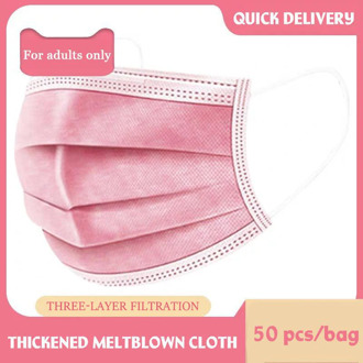 10/50/100 Pcs Pink Disposable Non-woven 3-layer Face Mask Breathable Mask With Elastic Earband Breathable Adult Mouth Mask