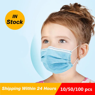 10/50/100Pcs 3 Layer Children Mask Disposable Elastic Mouth Soft Protect Breathable Child Blue Soft Kids Face Mask Free Shipping