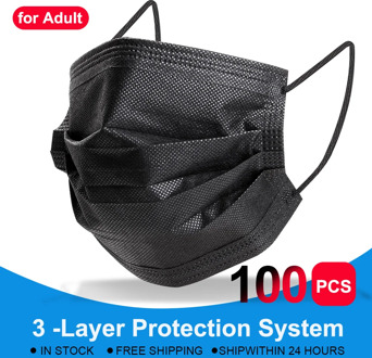 10/50/100PCS Black mouth mask Disposable mask 3 Layer Nonwoven safety Anti-dust filter protective face mouth mascarillas masque