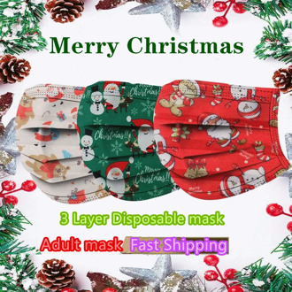 10/50/100Pcs Christmas Gift Disposable Face Mask Industrial Adult Fashion Disposable Masks Christmas Mascarilla Faster Dilevery