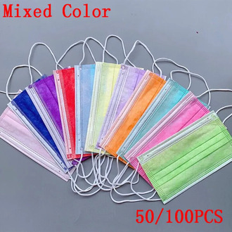 10/50/100Pcs Colored Mouth Masks 3 layer Face mask Anti-Pollution Disposable Non Woven Masks Breathable Protective Mascarillas