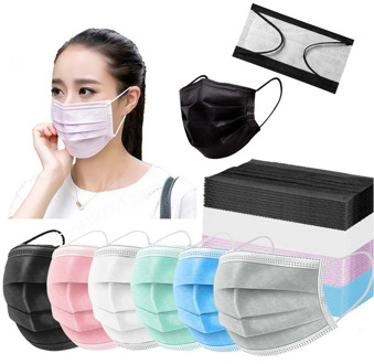 10/50/100pcs Disposable Adult Medic Mouth Mask Non-woven 3-layer Filter Face Mask Pink Black White Blue Earloops Surgical Masks