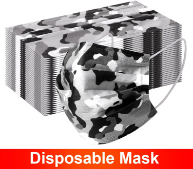 10/50/100pcs Disposable Mask Non-woven Face Masks 3 layer Ply Filter Anti Dust Breathable Adult Camouflage Mouth Mask Black Blue