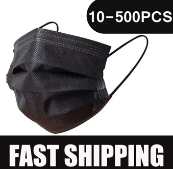 10-500PCS Black Mask Disposable 3 Ply Non Woven Mouth Mask Anti Dust Breathing Facial Protective Face Masks For Adult Mascarilla