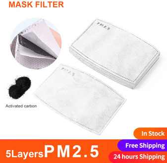 10-50PCS PM2.5 Mask Filter Paper 5 layers Dust Mouth Face Mask Carbon Cotton Protective Mask Filters Face Masks Disposable Masks