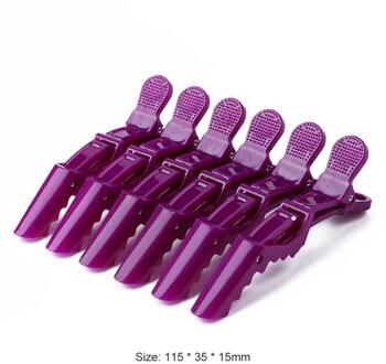 10/6Pcs Kappers Klemmen Klauw Clip Plastic Krokodil Barrette Holding Haar Sectie Clip Grip Tool Salon Hair Styling tool 6stk paars