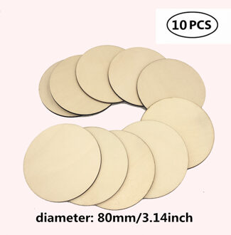 10-80 Mm Hout Schijven Ambachten Log Plakjes Discs Uitsparing Cirkel Ronde Grote Voor Verf Bruiloft Diy Decoratie 10stk 80mm 3.14duim