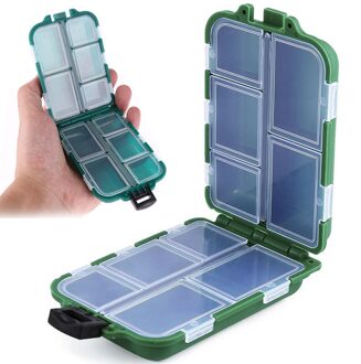 10 Compartiment Vissen Lepel Haak Aas Opbergdoos Met Transparante Covers XVM3 groen