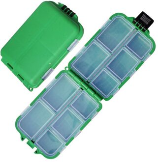 10 Compartimenten Mini Opbergdoos Visgerei Box Visaas Lepel Haak Aas Doos Gadget Doos Pesca Vissen Accessoires groen