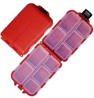 10 Compartimenten Mini Opbergdoos Visgerei Box Visaas Lepel Haak Aas Doos Gadget Doos Pesca Vissen Accessoires Rood