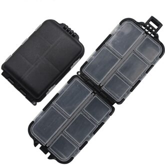 10 Compartimenten Mini Opbergdoos Visgerei Box Visaas Lepel Haak Aas Doos Gadget Doos Pesca Vissen Accessoires zwart