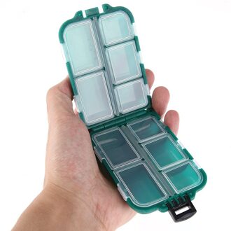10 Compartimenten Visgerei Doos Waterdichte Dubbelzijdig Aas Lokken Doos Vis Haak Plastic Opslag Container Case Vissen Tools groen