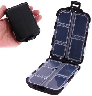 10 Compartimenten Visgerei Doos Waterdichte Dubbelzijdig Aas Lokken Doos Vis Haak Plastic Opslag Container Case Vissen Tools zwart en 100hooks