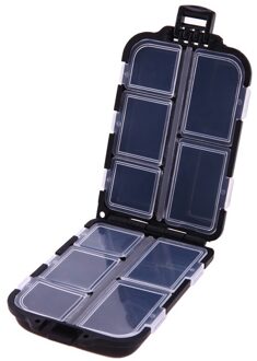 10 Compartimenten Visgerei Doos Waterdichte Dubbelzijdig Aas Lokken Doos Vis Haak Plastic Opslag Container Case Vissen Tools zwart