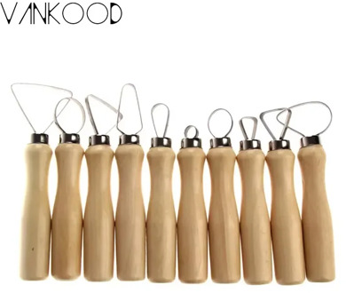 10-delig hout aardewerk klei sculptuur lus tool met roestvrijstalen platte draad gereedschap perfect