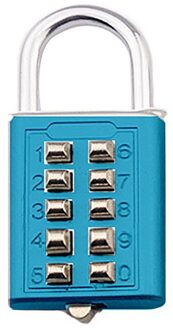 10 Digit Push Button Combinatie Hangslot 5 Digit Vergrendeling Zinklegering Anti-Diefstal Digit Push Sluizen 4 kleuren blauw