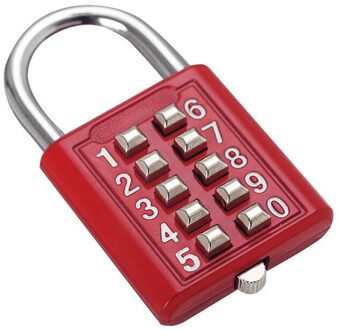 10 Digit Push Button Combinatie Hangslot 5 Digit Vergrendeling Zinklegering Anti-Diefstal Digit Push Sluizen 4 kleuren rood