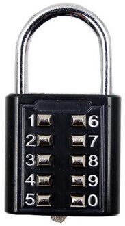 10 Digit Push Button Combinatie Hangslot 5 Digit Vergrendeling Zinklegering Anti-Diefstal Digit Push Sluizen 4 kleuren zwart