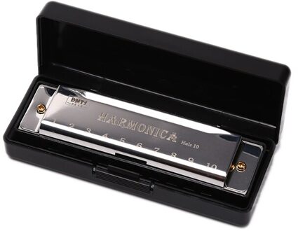 10 Gaten Sleutel Van C Blues Harmonica Muziekinstrument Educatief Speelgoed Met Case Houtblazers Instrument Voor Beginners Zilver