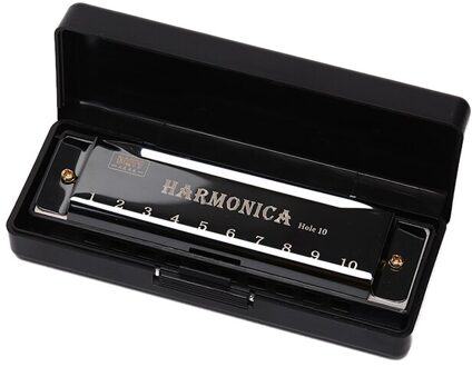10 Gaten Sleutel Van C Blues Harmonica Muziekinstrument Educatief Speelgoed Met Case Houtblazers Instrument Voor Beginners zwart
