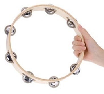 10 "Hand Held Hout Headless Tamboerijn Bel met Metalen Enkele Rij Jingles Educatief Musical Percussie Speelgoed voor Party Games