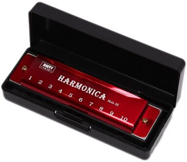 10 Hole Harmonica Mondharmonica Puzzel Muziekinstrument Beginner Onderwijs Spelen Koperen Kern Hars Harmonica Rood