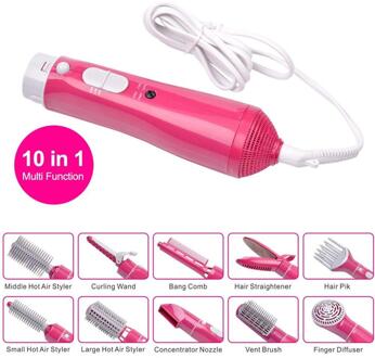10 In 1 Air Brush Föhn Salon Verwisselbare Kam Professionele Haardroger Elektrische Krultang Borstel Styler Styling Tools VS