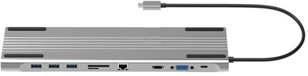 10 In 1 Mult Hub Usb C 4K Docking Station Type C Naar Hdmi + RJ45 + Vga + tf/Sd Cooling Hd Hub Voor Computer