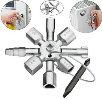 10 In 1 Multifunction Cross Switch Key Wrench Alloy Universal Triangle Elevator Electrical Cupboard Box Train Cabinet Key Wrench