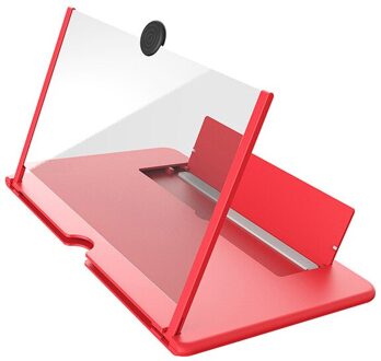 10 Inch 3D Telefoon Screen Vergrootglas Vergroot Oogbescherming Film Telefoon Houder Vouwen Verstelbare Hoek Hd Non Slip Met Beugel rood