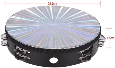 10 Inch Houten Radiant Tamboerijn Tafelbel Handtrommel met Dubbele Rij Jingles Reflecterende Drum Hoofd Percussie Instrument 10 duim