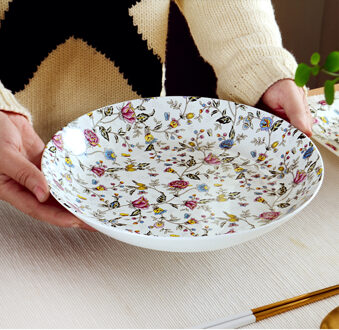 10 Inch, Real Bone China Diepe Service Plaat, Porselein Lading Plaat, Keramische Diner Platen, decoratieve Portie Schotel Platte