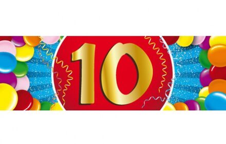 10 jaar leeftijd sticker 19 x 6 cm - 10 jaar verjaardag/jubileum versiering