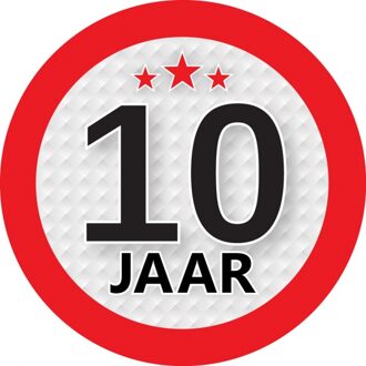 10 jaar leeftijd sticker rond 9 cm - 10 jaar verjaardag/jubileum versiering