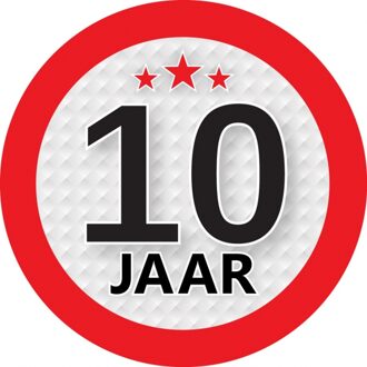 10 jaar leeftijd sticker - rond - Dia 9 cm - 10 jaar verjaardag - jubileum - leeftijd versiering Multi