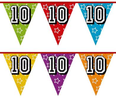 10 jaar vlaggenlijn glitters Multikleur