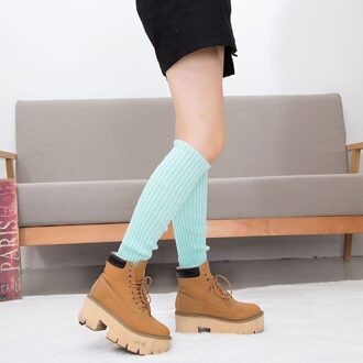 10 Kleuren Winter Warme Beenwarmers Vrouwen Sport Veiligheid Beenwarmers Lange Gebreide Kneepad Been Warmer Zachte Pluche Tube Sokken Meisjes licht blauw