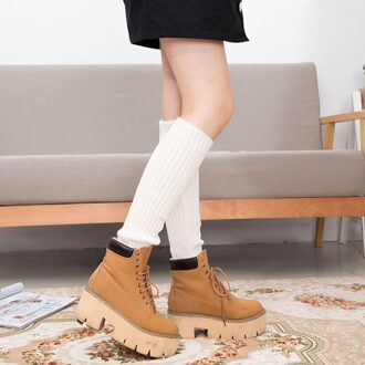 10 Kleuren Winter Warme Beenwarmers Vrouwen Sport Veiligheid Beenwarmers Lange Gebreide Kneepad Been Warmer Zachte Pluche Tube Sokken Meisjes wit