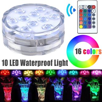 10 Led Remote Controlled Rgb Submersible Light Battery Operated Onderwater Night Lamp Outdoor Vaas Kom Party Zwembad Accessoires