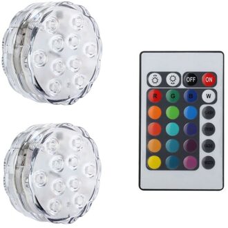 10 Led Rgb Submersible Licht Onderwater Night Lamp Battery Operated Tuin Zwembad Licht Voor Aquarium Bruiloft Vaas Kom 1 controleur 2 Lamp