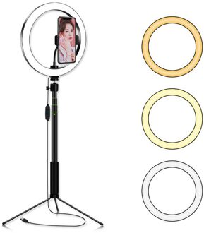 10 "Led Selfie Ring Licht Met Statief Telefoon Houder Studio Ring Video Licht Makeup Lamp Voor Live Make-Up cam Foto Licht Led