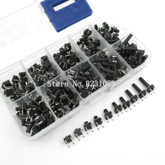 10 models 200pcs 6*6 Tact Switch Tactile Push Button Switch Kit, Height: 4.3MM~13MM DIP 4P micro switch 6x6 Key switch